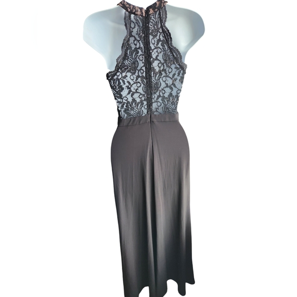 Morgan & Co. Black Junior Sequined Lace Halter Formal Dress Size 1 - Picture 3 of 5